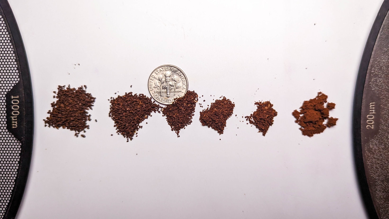 6 sizes of ground coffee with Kruve Sifter