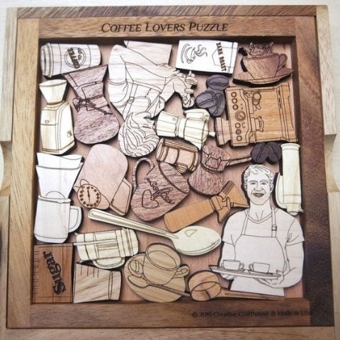 Coffee Lovers Wood Puzzle Gift