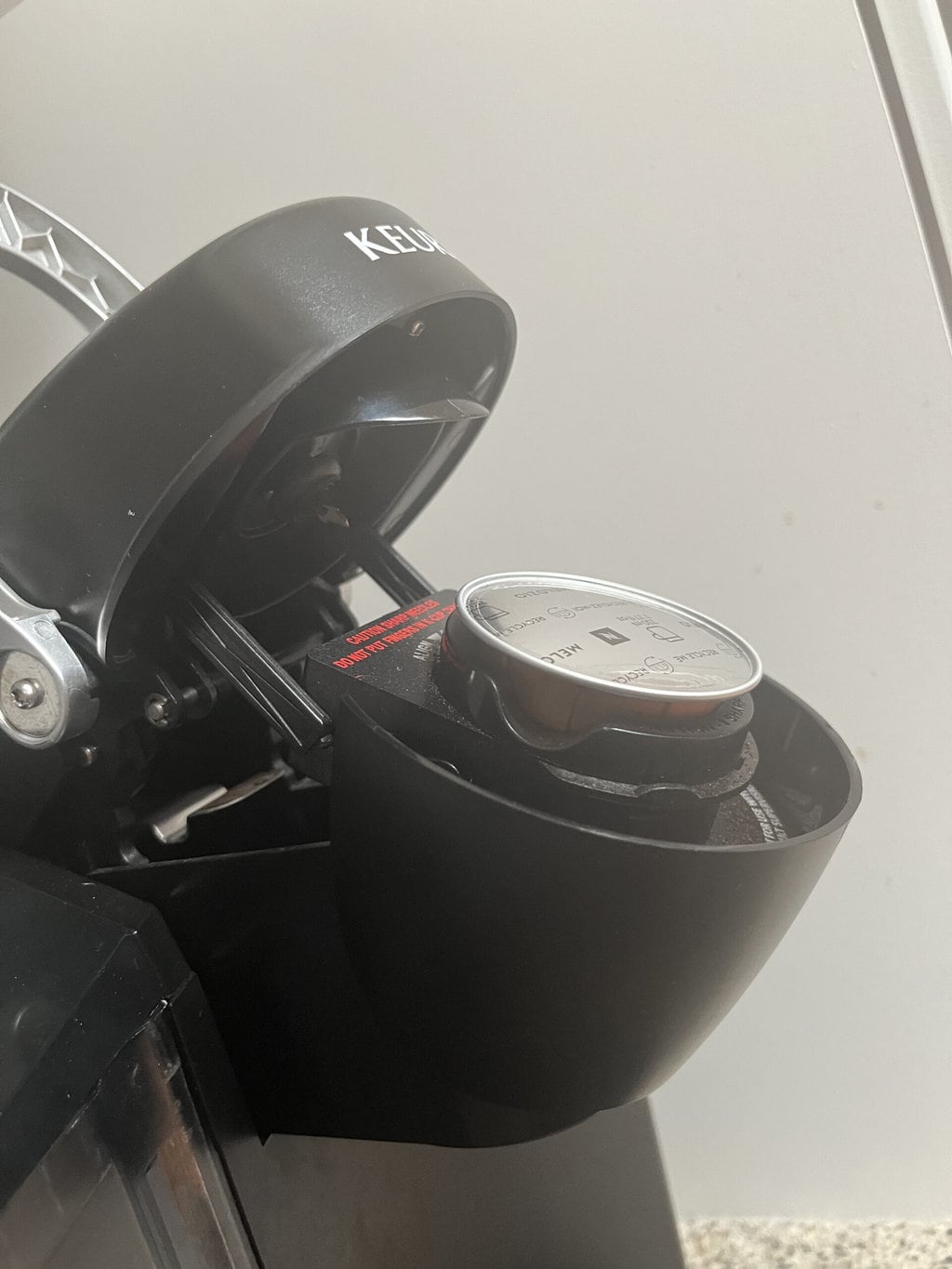 K-cup pod in Keurig coffee machine