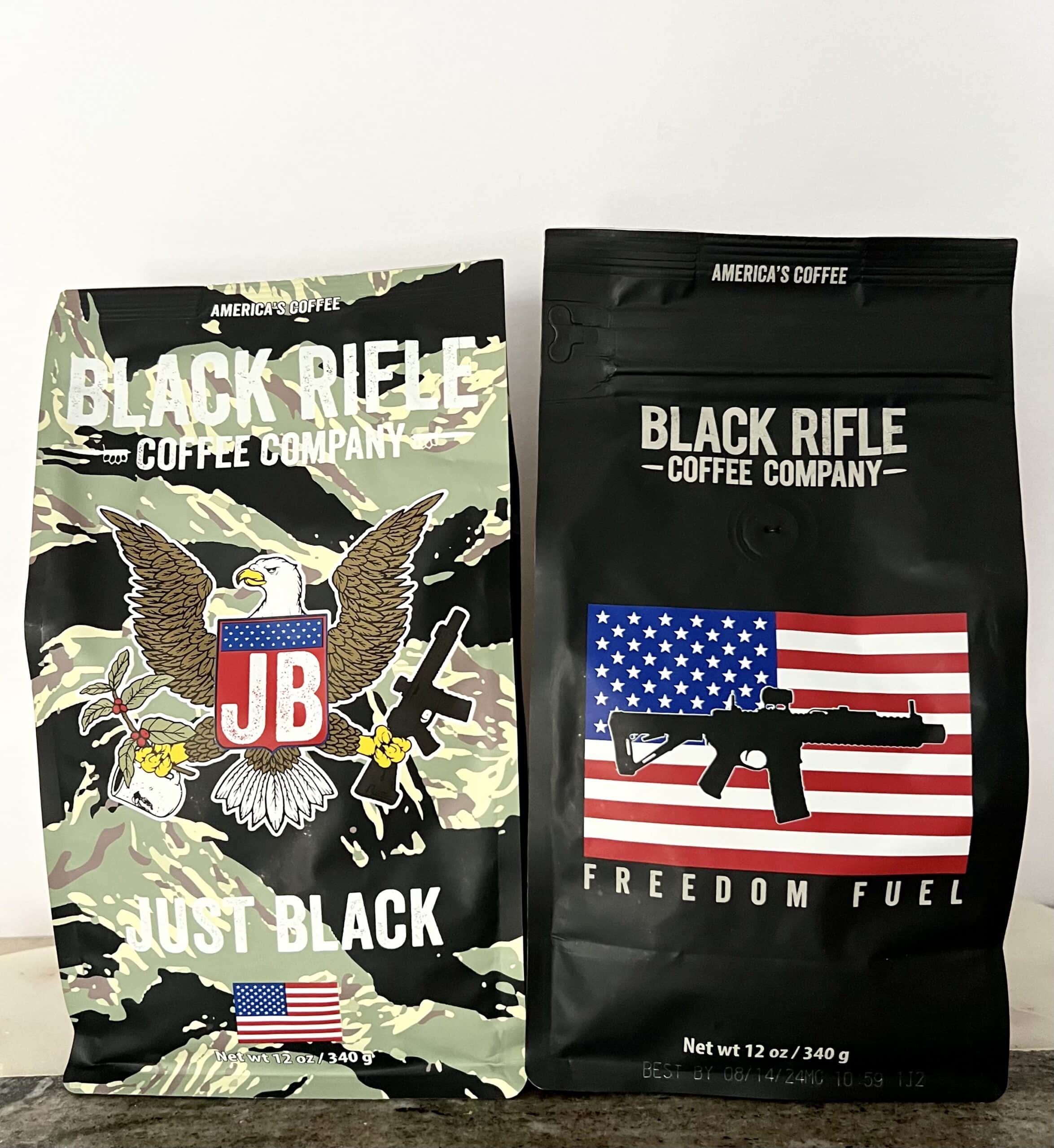 Two different packs of Black Rifle Coffee on the table
