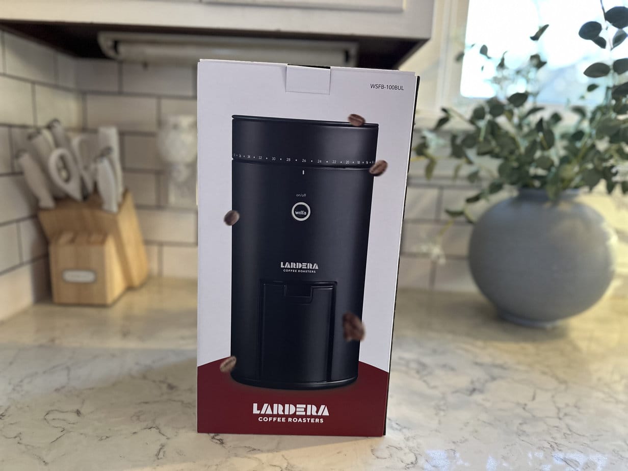 Wilfa Coffee Grinder packed in a box on the kitchen table