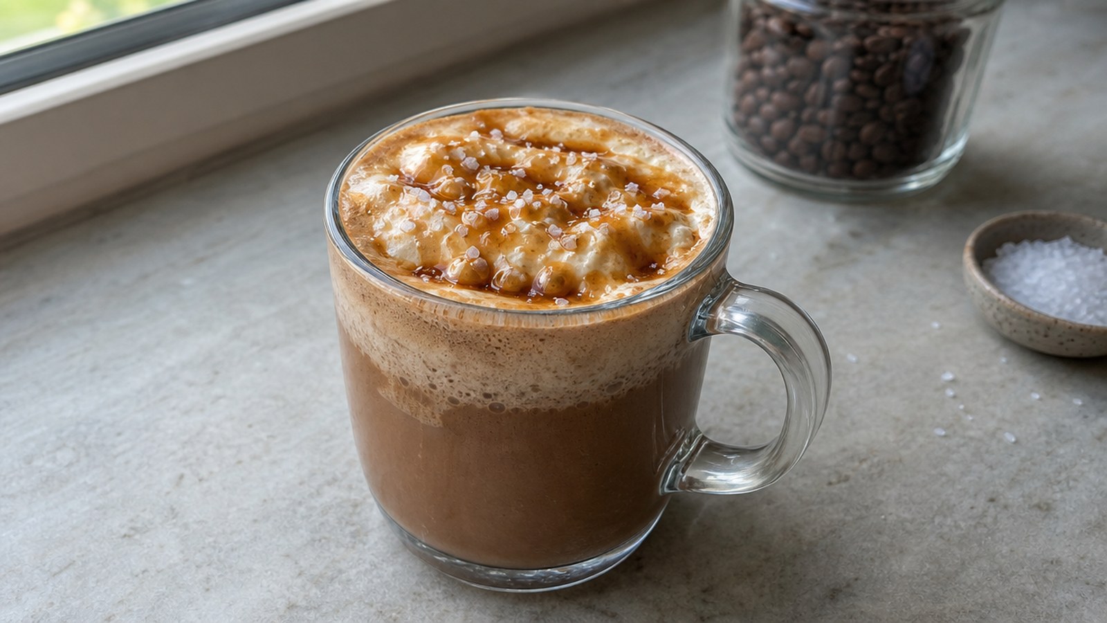 Fall-Inspired Coffee Recipes to Cozy Up With 7 Salted Caramel Mocha Topped with Sea Salt