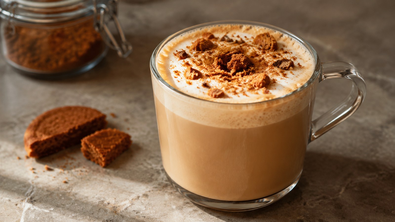 Fall-Inspired Coffee Recipes to Cozy Up With 13 Gingerbread Latte with Crumbled Gingerbread Cookies