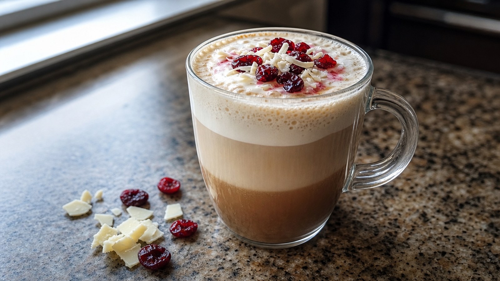 Fall-Inspired Coffee Recipes to Cozy Up With 37 White Chocolate Cranberry Mocha with Cranberry Garnish