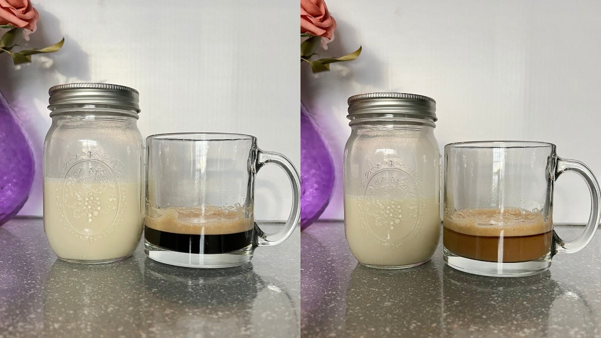 creamer and drip coffee