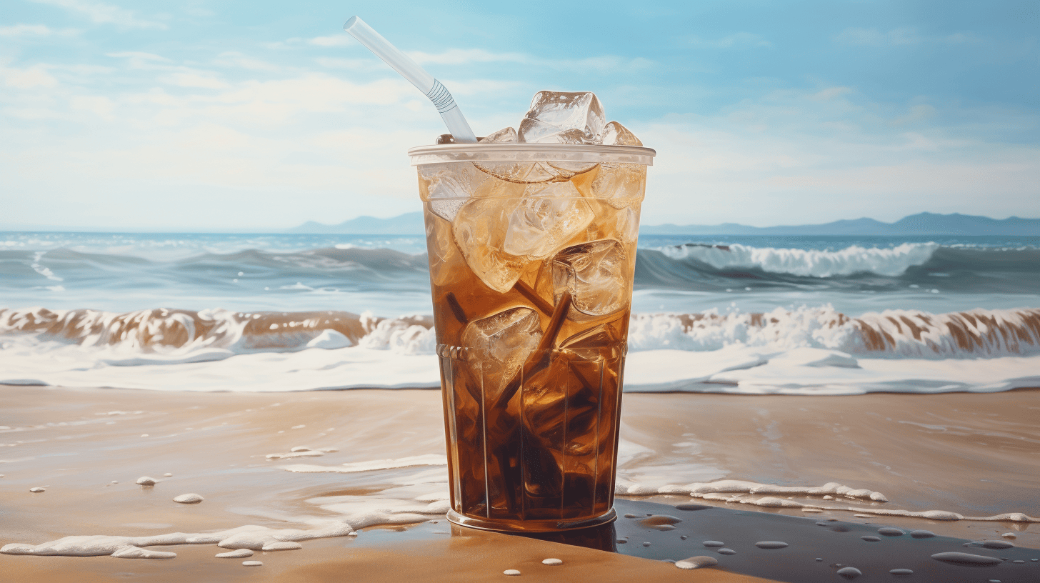 Dunkin' Donuts Iced Coffee Drink On the beach