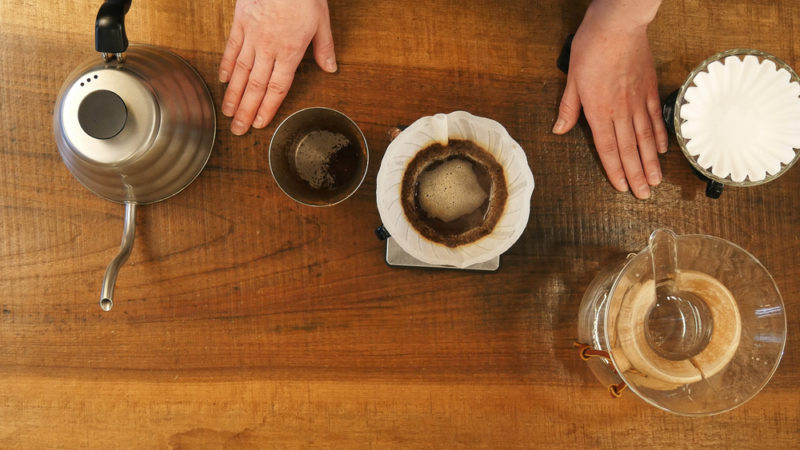 pour over coffee set up