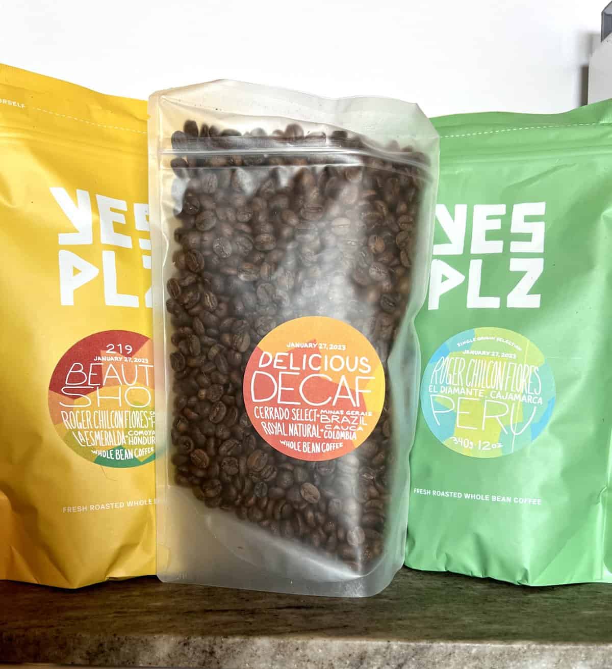 Yes Plz Coffee Review: Roasting Outside The Box 1 three different coffee bean packs are in the subscription box from Yes Plz Coffee.