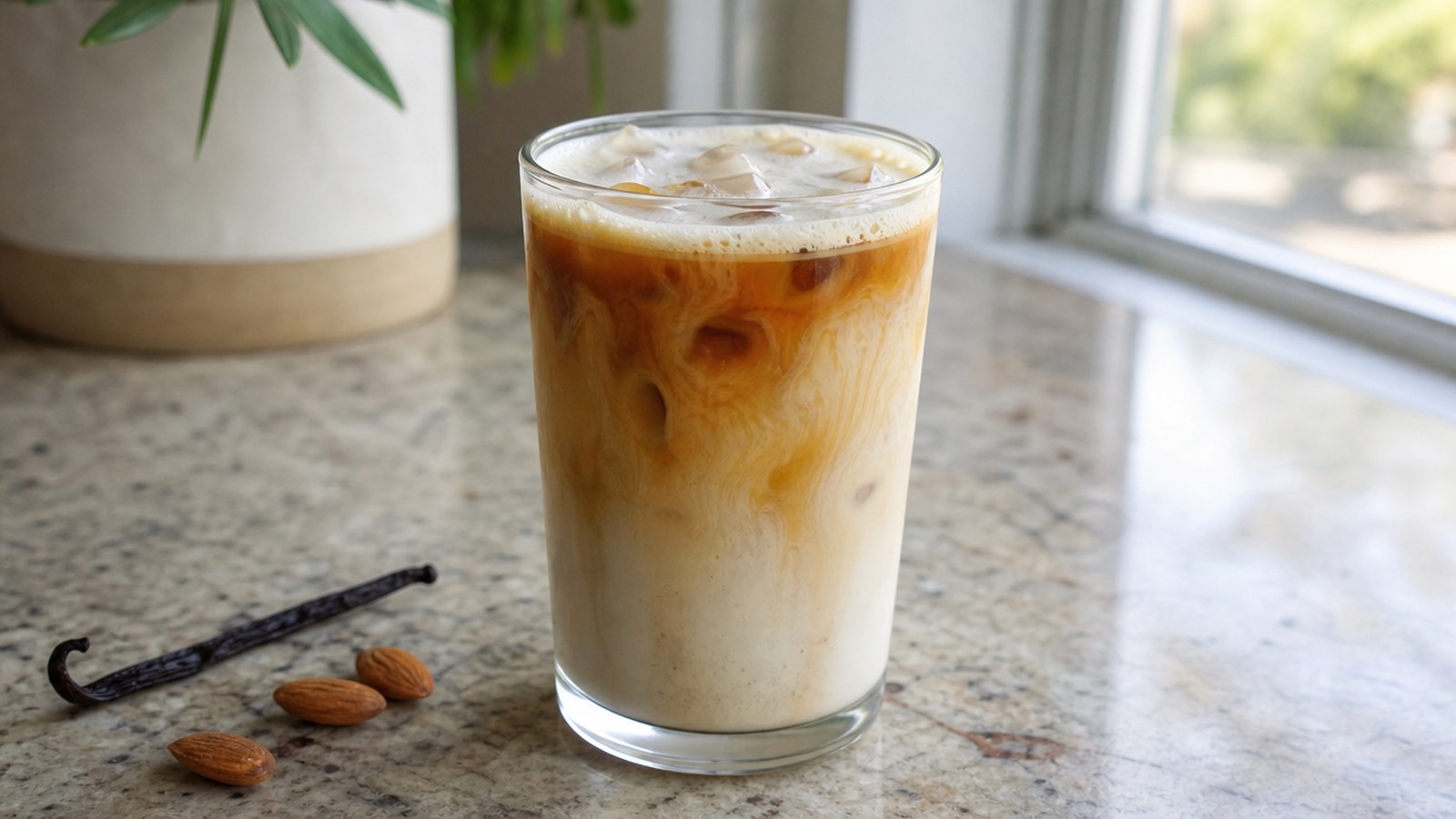 Vegan Coffee Recipes That Actually Blow You Away 12 Iced Vanilla Bean Latte with Almond Milk